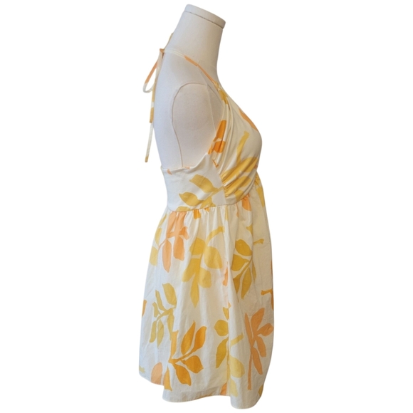 Zara Yellow Floral Halter Mini Sundress Size Medium - Picture 4 of 6